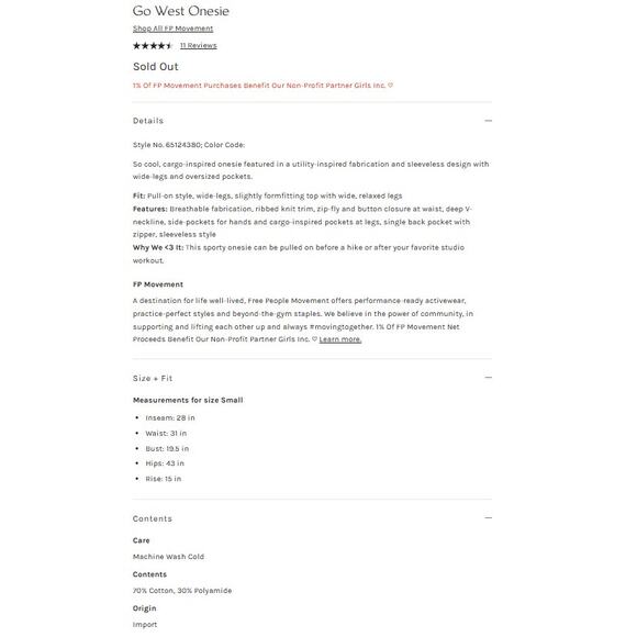 Free People Movement GO WEST Utility Cargo Wide Leg Jumpsuit Onesie S NWOT $128 - Picture 5 of 6